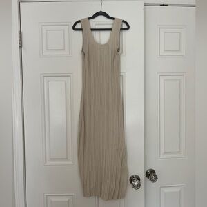& Other Stories Beige Ribbed Midi Dress
